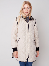 Load image into Gallery viewer, Charlie B - C6253-721B - Long Pleather Quilted Jacket - Almond
