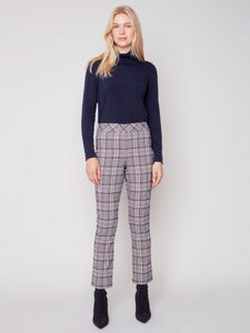 Charlie B - C5292RR - Plaid Pull-On Pant - Marine