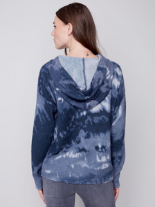 Charlie B - C2436PR - Graffiti Hooded Sweater - Denim