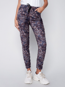 Charlie B - C5226R - Printed Suede Crinkle Pull-On Jogger - Paisley