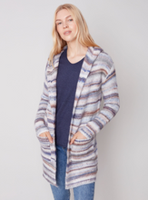 Load image into Gallery viewer, Charlie B - C2269 - Hooded Striped Cardigan -Spruce
