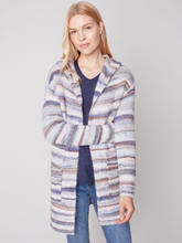 Load image into Gallery viewer, Charlie B - C2269 - Hooded Striped Cardigan -Spruce
