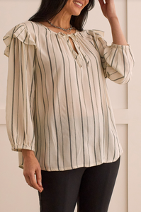 Tribal - 1513O - 3/4 Sleeve Blouse With Ruffles - Cream
