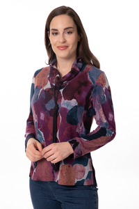 Bali - 8160 - Funnel Neck Printed Top - Plum