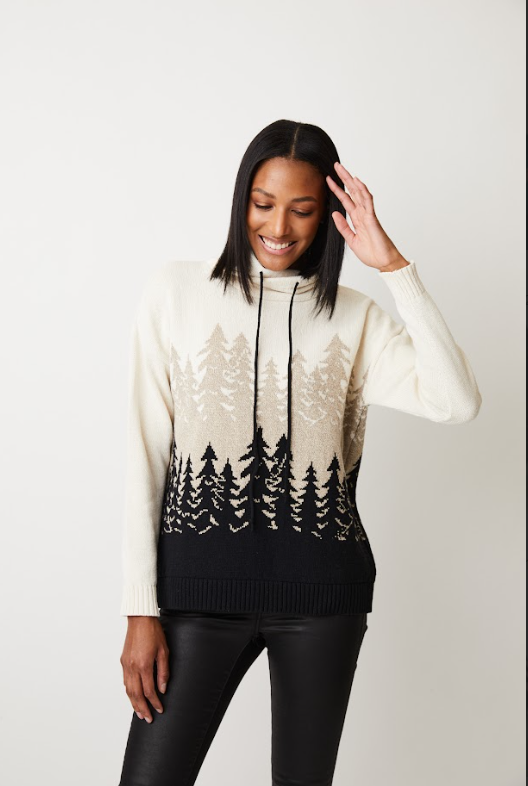 Parkhurst - 87209 - Thalia Tree Pullover - Black/Taupe