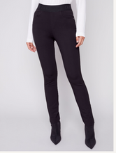 Load image into Gallery viewer, Charlie B - 5460 - Pull On Pant With Fancy Waistband And Rivels - Black
