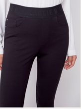 Load image into Gallery viewer, Charlie B - 5460 - Pull On Pant With Fancy Waistband And Rivels - Black
