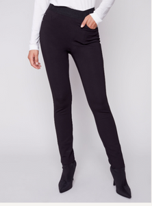Charlie B - 5460 - Pull On Pant With Fancy Waistband And Rivels - Black