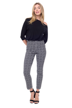 Load image into Gallery viewer, UP! - 67849 - Coco Techno Slim Ankle Pant - Blk/Wht Houndstooth
