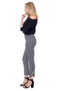 UP! - 67849 - Coco Techno Slim Ankle Pant - Blk/Wht Houndstooth