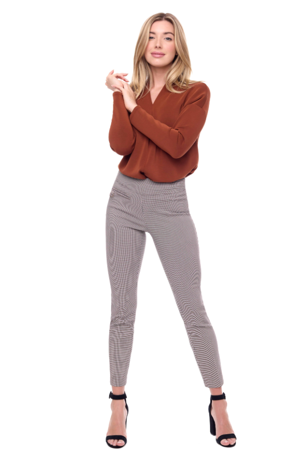 UP! - 67916 - Mini Techno Ankle Pant - Brown Mini Plaid
