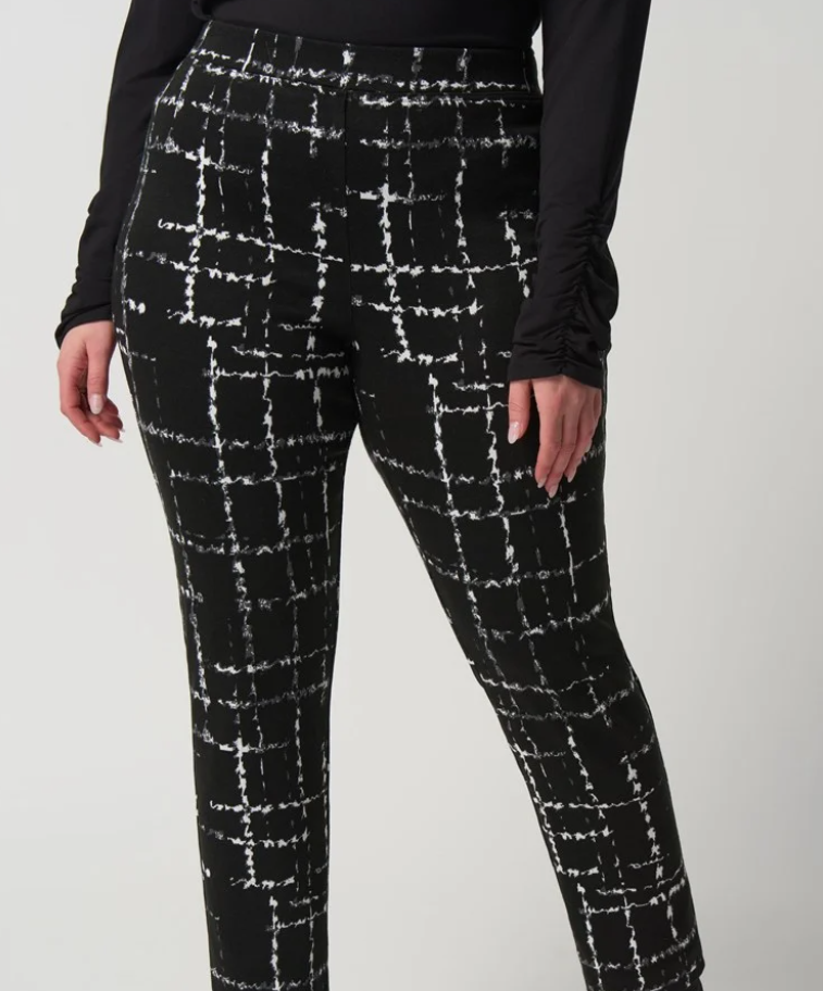 Joseph Ribkoff - 233143 - Plaid Slim Pant - Black/White