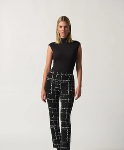 Joseph Ribkoff - 233143 - Plaid Slim Pant - Black/White