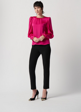 Load image into Gallery viewer, Satin Puff Sleeve Top With Gold Chain - Shocking Pink
