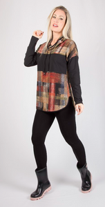 Pure - 386-4503 - Funnel Neck Tunic - Brick Mix