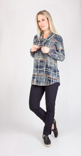 Load image into Gallery viewer, Pure - 416-4534 - Funnel Neck Tunic - Sage/Navy
