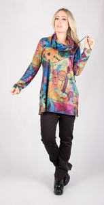 Pure - 345-4915 - Cowl Neck with Side Ruching Tunic - Multi