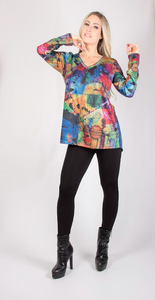 Pure - 345-4615 - V-Neck Long Sleeve Tunic - Multi