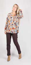 Load image into Gallery viewer, Pure - 420-4719 -  Round Neck Tunic - Oatmeal/Indigo/Rust
