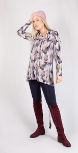 Pure - 331-4251 - Button Front Detail Tunic - Pink/Navy