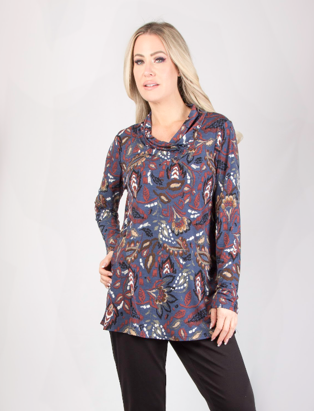 Pure - 419-4691 - Button Front Detail Top - Indigo