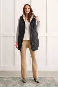Tribal - 1449O - Reversible Hooded Puffer Vest - Black