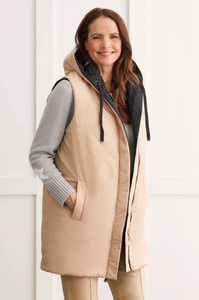 Tribal - 1449O - Reversible Hooded Puffer Vest - Black
