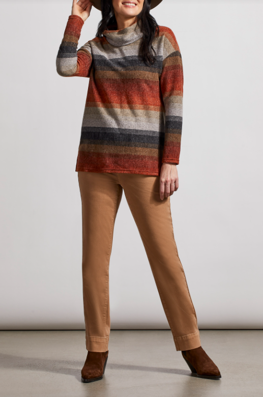 Tribal - 4784O - Drop Shoulder Cowl Neck Sweater - Red Ochre