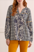 Load image into Gallery viewer, Tribal - 1525O - Printed Poplin Notchk Neck Blouse - Sapphire
