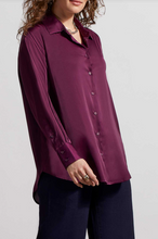 Load image into Gallery viewer, Tribal - 7935O - Flowy Satin Button-Up Shirt - Black Orchid
