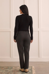 Tribal - 1469O - Heathered Ponte Pull-On Straight Leg Pant - Charcoal