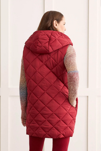 Tribal - 1449O - Reversible Hooded Puffer Vest - Tibetan Red