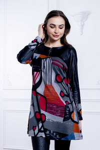 Artex - 8-7735P - Plus Size Picasso Print Tunic - Dijon