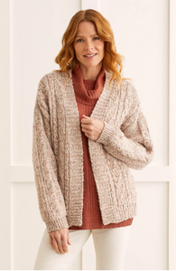 Tribal - 1557O - Popcorn Knit Cocoon Cardigan - Oyster