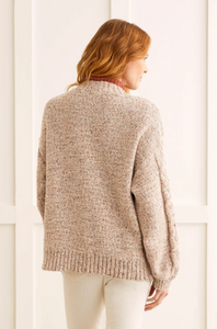 Tribal - 1557O - Popcorn Knit Cocoon Cardigan - Oyster