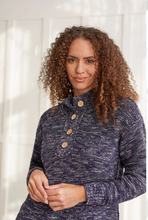 Load image into Gallery viewer, Tribal - 1508O - Marled Mock Neck Sweater - Sapphire
