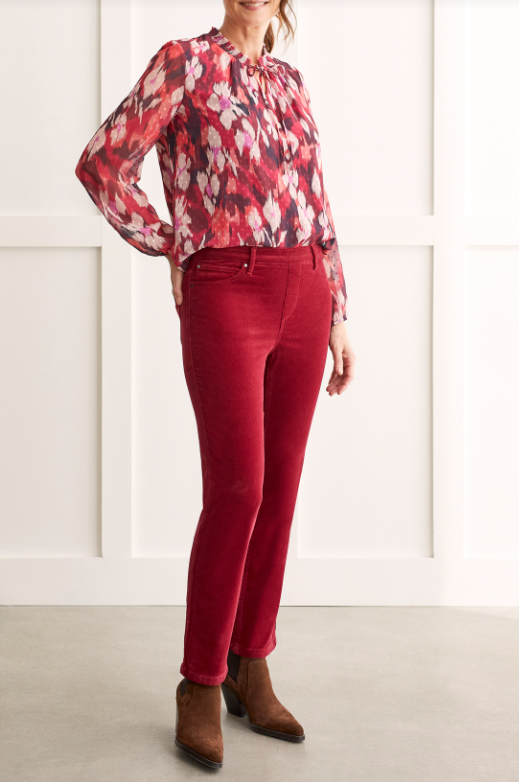 Tribal - 1437O - Pull-on Corduroy Pant - Tibetan Red