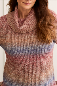 Tribal - 1606O - Long Sleeve Cowl Neck Sweater - Tibetan Red