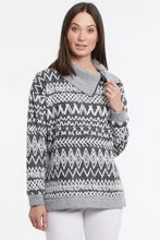Load image into Gallery viewer, Tribal - 1193O - Fuzzy Knit Split Neck Sweater - White
