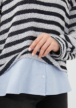 Load image into Gallery viewer, FDJ - 3309747 - Shirtail Striped Sweater - Indigo
