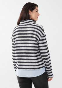 FDJ - 3309747 - Shirtail Striped Sweater - Indigo