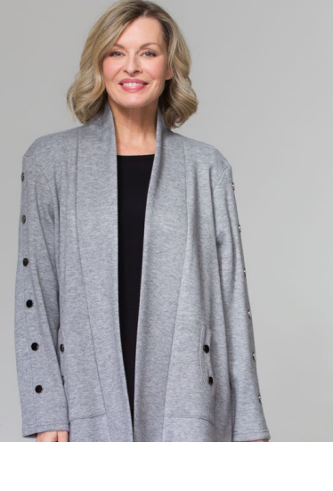 Lasania - 377 - Long Sleeve Cardigan - Grey