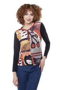 Carré Noir - 6508 - Button Detail Top - Multi
