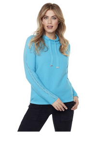 Carré Noir - 6569 -Funnel Neck Sweater - Turquoise