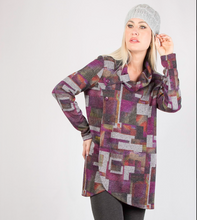 Load image into Gallery viewer, PURE - 497-4612 - Wrap Style Cowl Neck Tunic - Berry/Mocha
