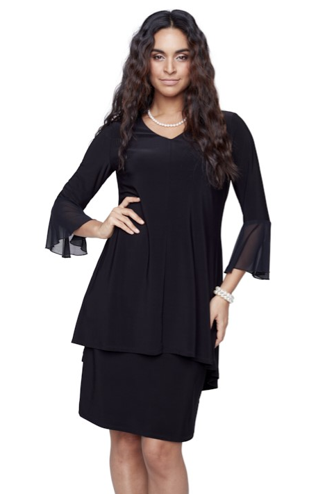 Complik - 33359 - Bell Sleeves Dress - Black