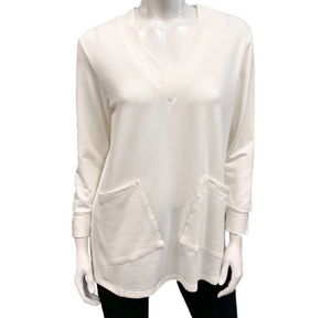 Gilmour - BtT-1131 - Bamboo French Terry V-Neck Two Pocket Tunic - Ivory
