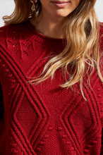 Load image into Gallery viewer, Tribal - 1608O - Crew Neck Cable Sweater - Earth Red
