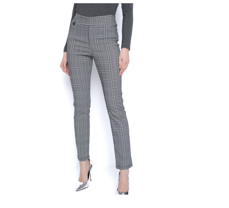 Picadilly - BM988CD - Plaid Pull On Pant - Black/Off White