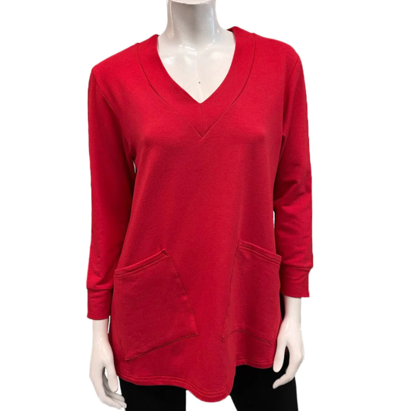 Gilmour - BtT-1131 - Bamboo French Terry V-Neck Two Pocket Tunic - Red